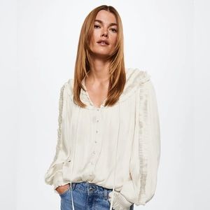 MANGO - Ruffled satin blouse size 2